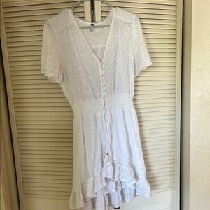 Elegant White Eyelet Dress